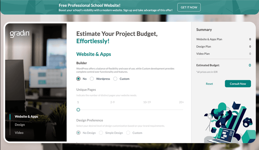 Gradin Budget Calculator Estimator